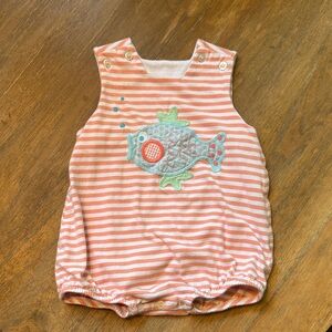 The Bailey Boys Striped Baby Romper/bubble with Fish Design